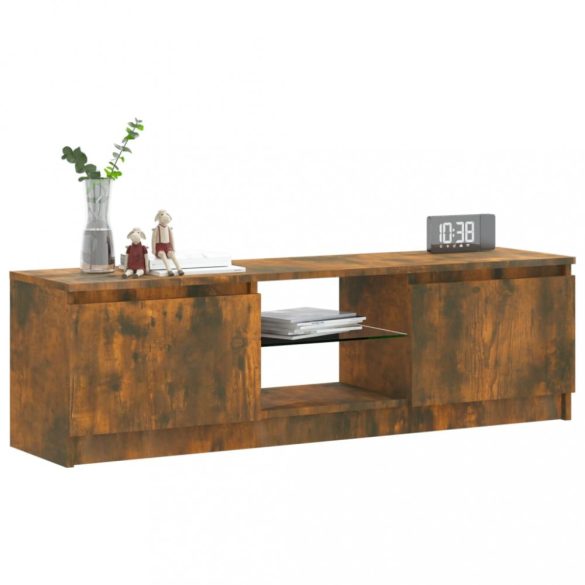 füstölt tölgy színű TV-szekrény LED lámpákkal 120x30x36 cm