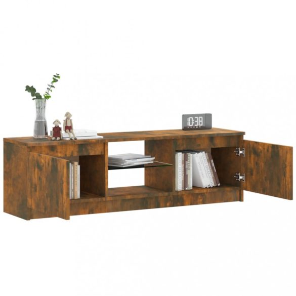 füstölt tölgy színű TV-szekrény LED lámpákkal 120x30x36 cm