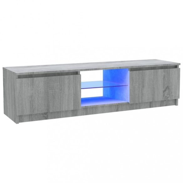 szürke sonoma színű TV-szekrény LED lámpákkal 120 x 30 x 36cm
