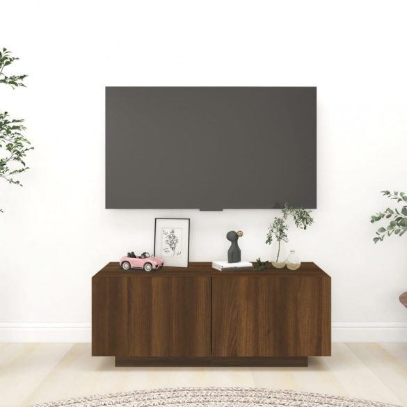 barna tölgyszínű szerelt fa TV-szekrény 100 x 35 x 40 cm