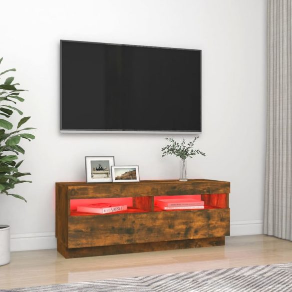 füstös tölgy színű TV-szekrény LED-világítással 100x35x40 cm