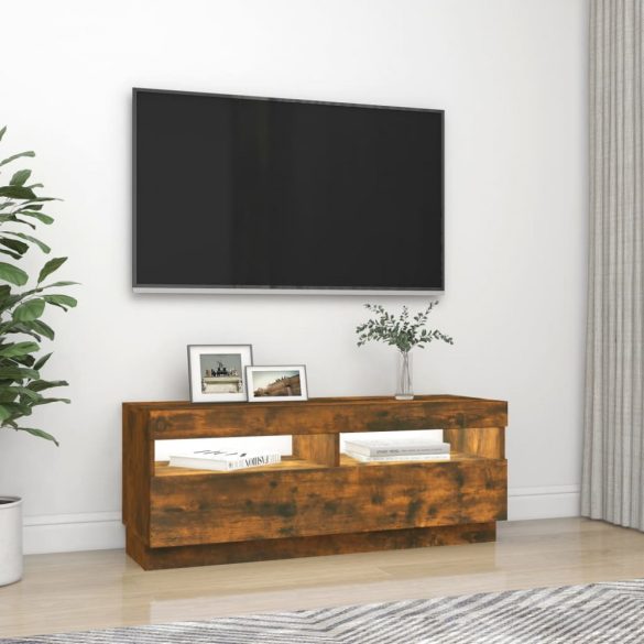 füstös tölgy színű TV-szekrény LED-világítással 100x35x40 cm