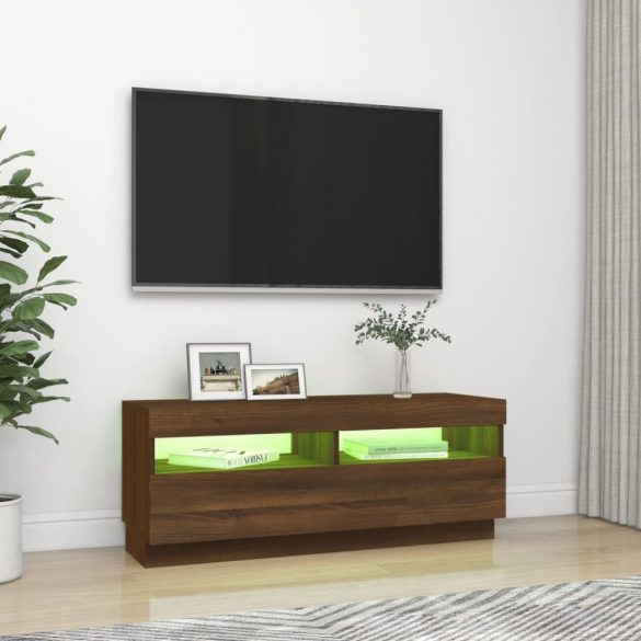 barna tölgyszínű TV-szekrény LED-világítással 100 x 35 x 40 cm