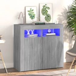   szürke sonoma tálalószekrény LED-világítással 80 x 35 x 75 cm