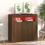 barna tölgyszínű tálalószekrény LED-ekkel 80 x 35 x 75 cm