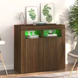 barna tölgyszínű tálalószekrény LED-ekkel 80 x 35 x 75 cm