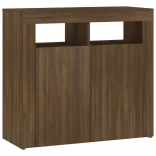 barna tölgyszínű tálalószekrény LED-ekkel 80 x 35 x 75 cm