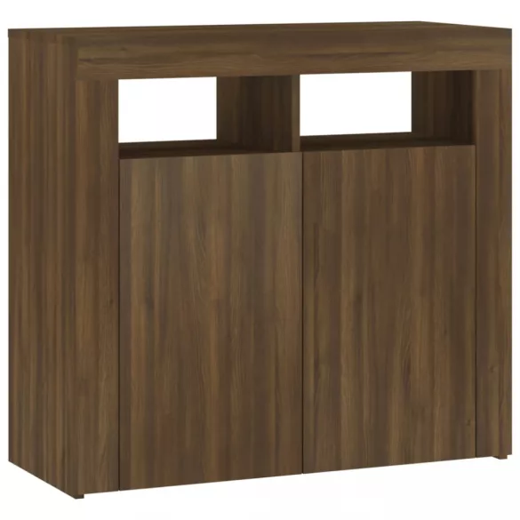 barna tölgyszínű tálalószekrény LED-ekkel 80 x 35 x 75 cm