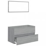 2 részes szürke sonoma színű szerelt fa fürdőszobai bútorszett