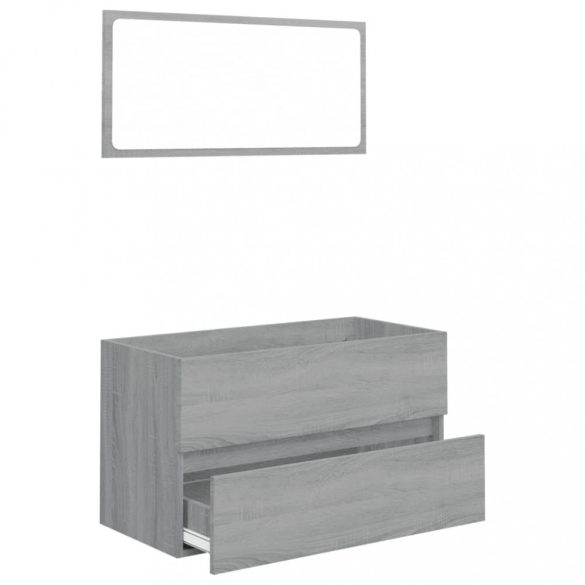 2 részes szürke sonoma színű szerelt fa fürdőszobai bútorszett