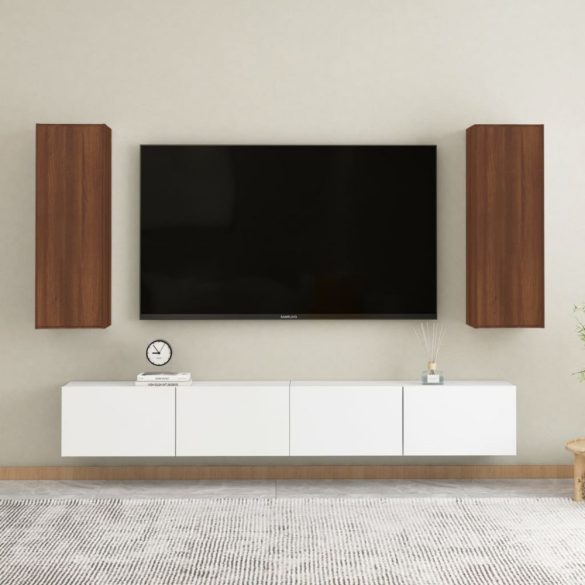 2 db barna tölgyszínű szerelt fa TV-szekrény 30,5 x 30 x 90 cm