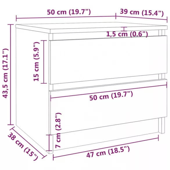 2 db szürke sonoma szerelt fa éjjeliszekrény 50 x 39 x 43,5 cm