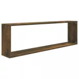 2 db füstös tölgy színű szerelt fa fali kockapolc 100x15x30 cm