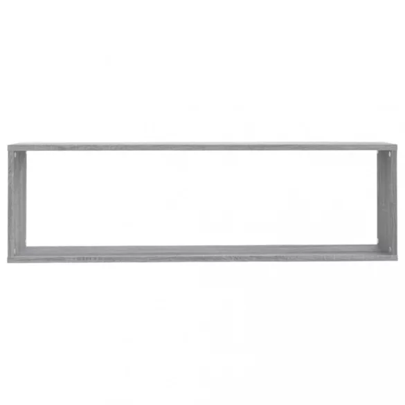 2 db szürke sonoma színű szerelt fa fali kockapolc 100x15x30 cm