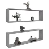 2 db szürke sonoma színű szerelt fa fali kockapolc 100x15x30 cm