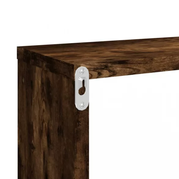 2 db füstös tölgy színű szerelt fa fali kockapolc 80x15x26,5 cm