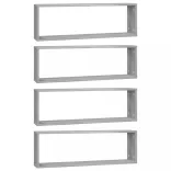 4 db szürke sonoma színű szerelt fa fali kockapolc 80x15x26,5cm