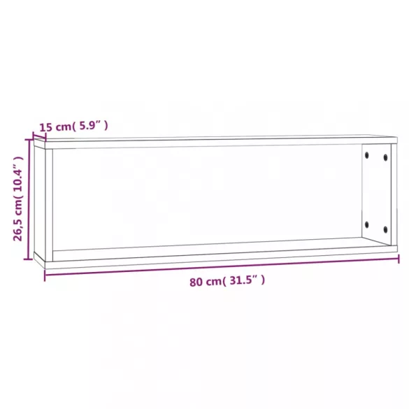 4 db szürke sonoma színű szerelt fa fali kockapolc 80x15x26,5cm
