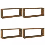 4 db füstös tölgy színű szerelt fa fali kockapolc 60x15x23 cm