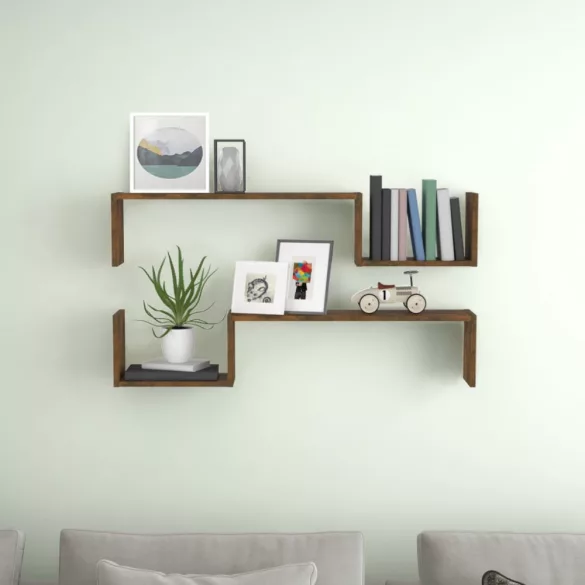 2 db füstös tölgy színű szerelt fa fali polc 100 x 15 x 20 cm