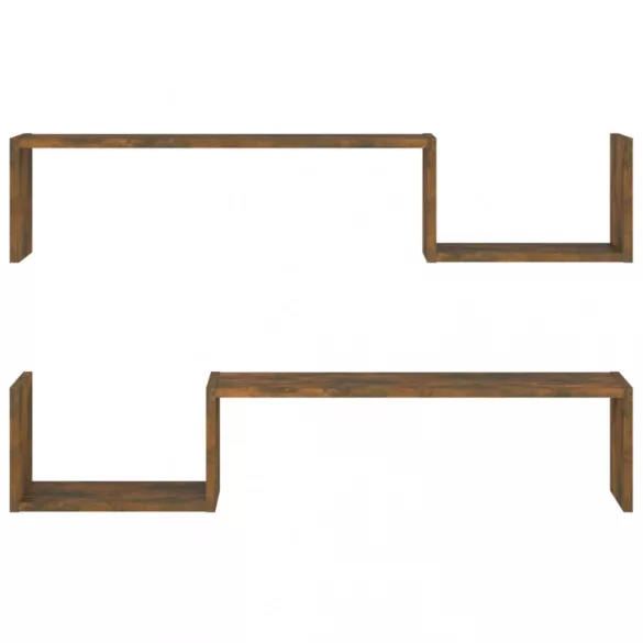 2 db füstös tölgy színű szerelt fa fali polc 100 x 15 x 20 cm