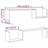 2 db szürke sonoma színű szerelt fa fali polc 100 x 15 x 20 cm