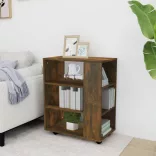 füstös tölgy színű szerelt fa kerekes szekrény 60 x 35 x 75 cm