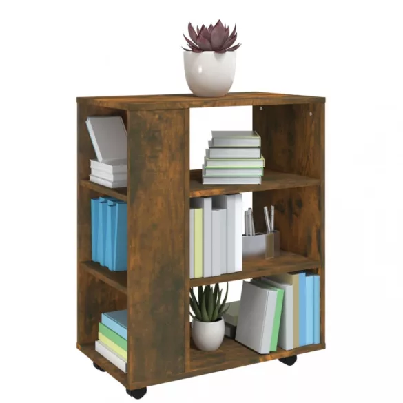 füstös tölgy színű szerelt fa kerekes szekrény 60 x 35 x 75 cm