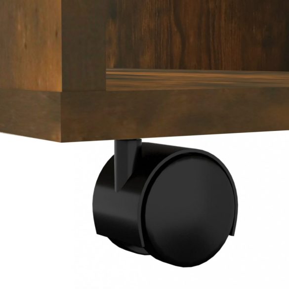 füstös tölgy színű szerelt fa kerekes szekrény 60 x 35 x 75 cm