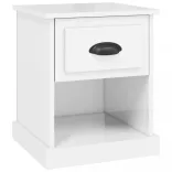magasfényű fehér szerelt fa éjjeliszekrény 39 x 39 x 47,5 cm