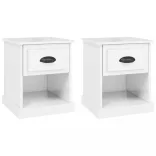 2 db magasfényű fehér szerelt fa éjjeliszekrény 39x39x47,5 cm