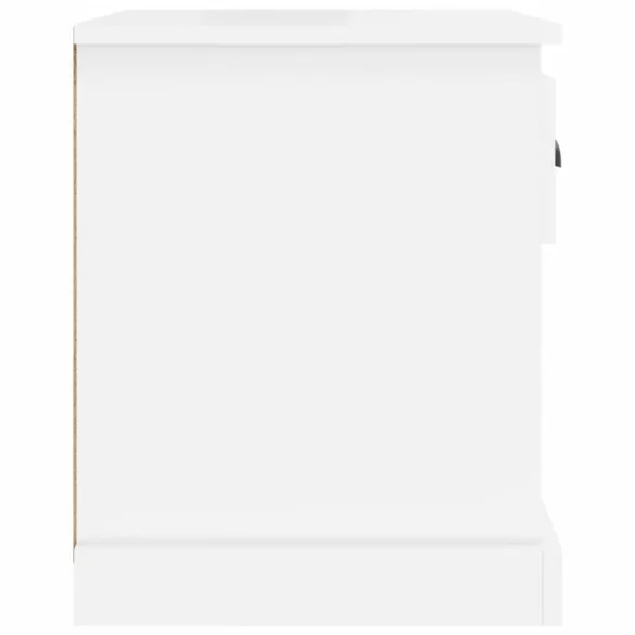 2 db magasfényű fehér szerelt fa éjjeliszekrény 39x39x47,5 cm
