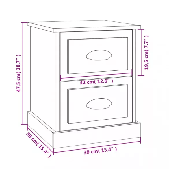 sonoma tölgy színű szerelt fa éjjeliszekrény 39 x 39 x 47,5 cm