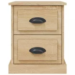 2 db sonoma tölgy színű szerelt fa éjjeliszekrény 39x39x47,5 cm