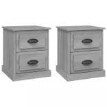 2 db szürke sonoma színű fa éjjeliszekrény 39 x 39 x 47,5 cm