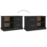 fekete szerelt fa TV-szekrény 73 x 35,5 x 47,5 cm