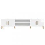 magasfényű fehér szerelt fa TV-szekrény 180 x 31,5 x 40 cm