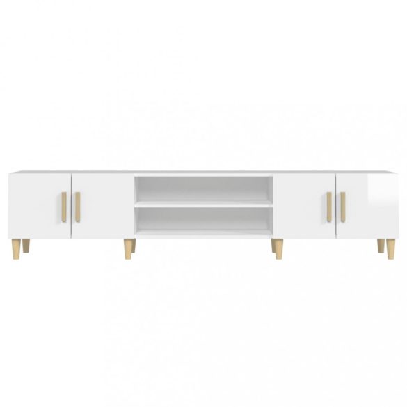 magasfényű fehér szerelt fa TV-szekrény 180 x 31,5 x 40 cm