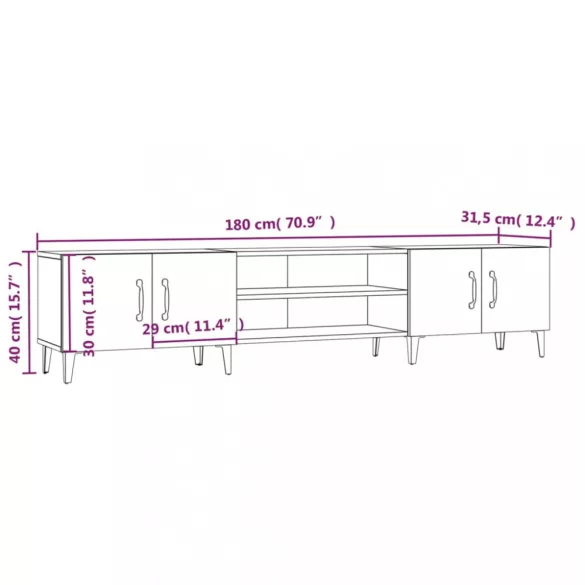 betonszürke szerelt fa TV-szekrény 180x31,5x40 cm