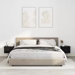 2 db fekete falra szerelhető éjjeliszekrény 41,5x36x28 cm