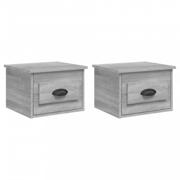 2 db szürke sonoma falra szerelhető éjjeliszekrény 41,5x36x28cm