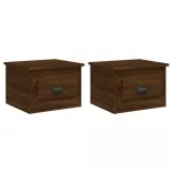 2db barna tölgyszínű falra szerelhető éjjeliszekrény 41,5x36x28