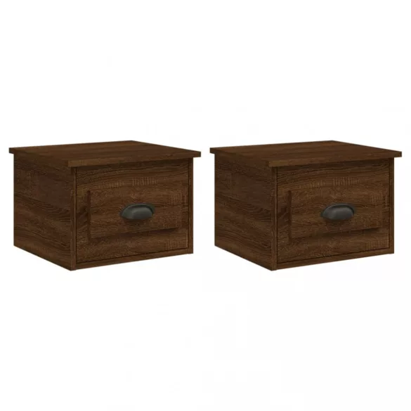 2db barna tölgyszínű falra szerelhető éjjeliszekrény 41,5x36x28