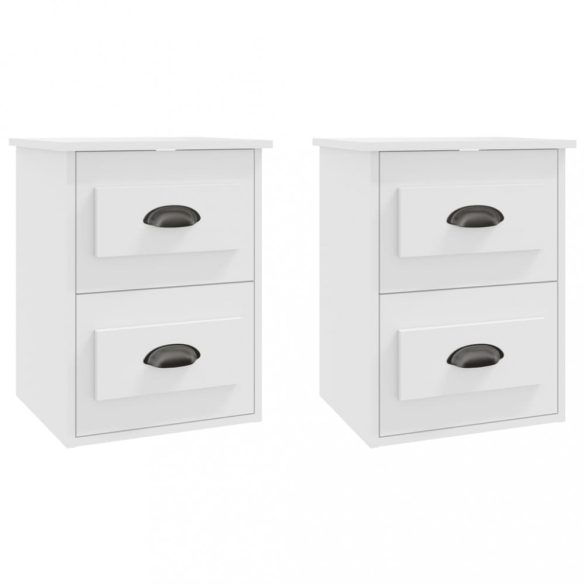2 db fehér falra szerelhető éjjeliszekrény 41,5x36x53 cm