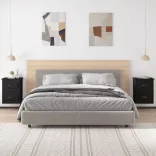 2 db fekete falra szerelhető éjjeliszekrény 41,5x36x53 cm