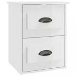 magasfényű fehér falra szerelhető éjjeliszekrény 41,5x36x53 cm