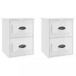 2 db magasfényű fehér fali éjjeliszekrény 41,5 x 36 x 53 cm