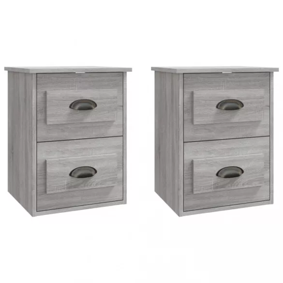 2 db szürke sonoma falra szerelhető éjjeliszekrény 41,5x36x53cm