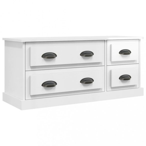 magasfényű fehér szerelt fa TV-szekrény 100 x 35,5 x 45 cm