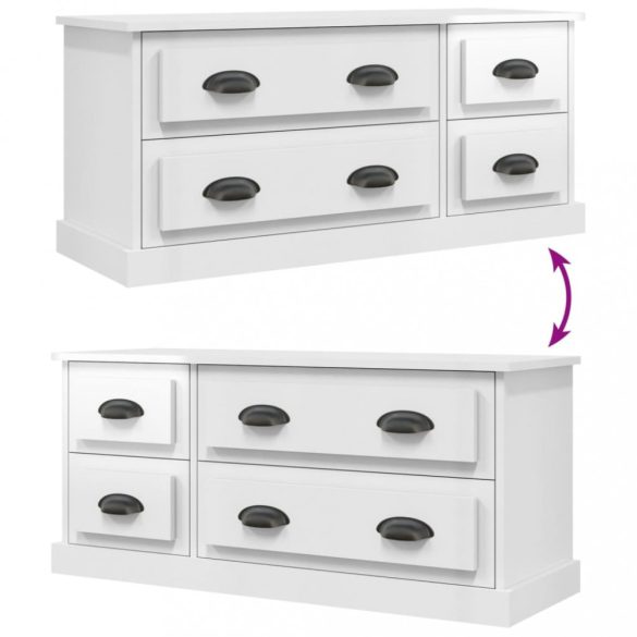 magasfényű fehér szerelt fa TV-szekrény 100 x 35,5 x 45 cm